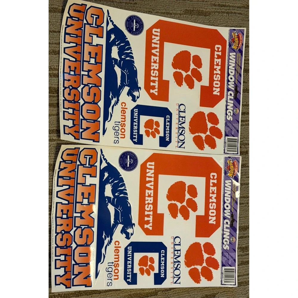 VTG Clemson Tigers Window CAR Clings 2 Pack Champion Series Static Decals NCAA